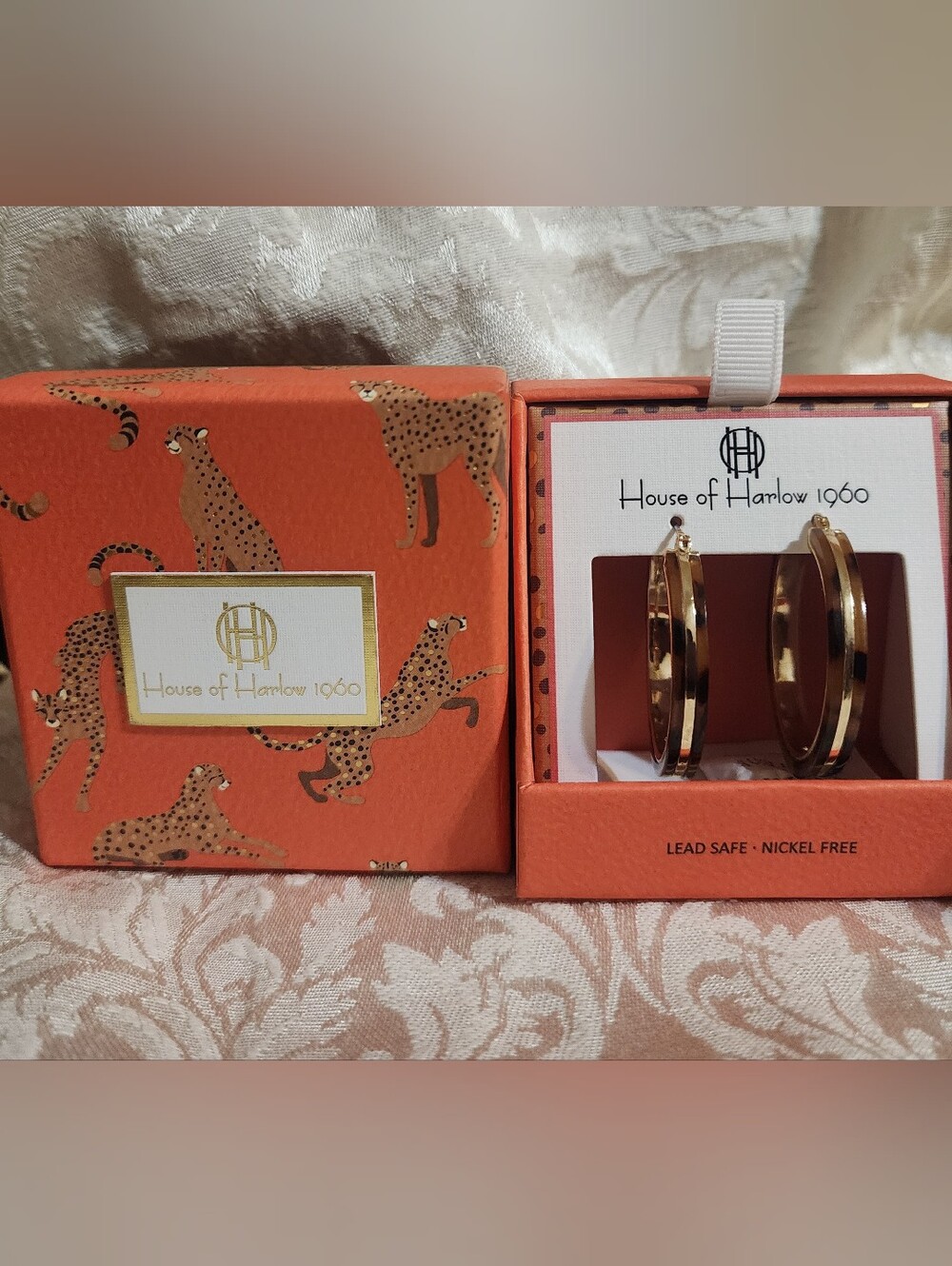 ✨️ 🐆 House of Harlow 1960 Tortoise & Gold Hoop Earrings (NIP)